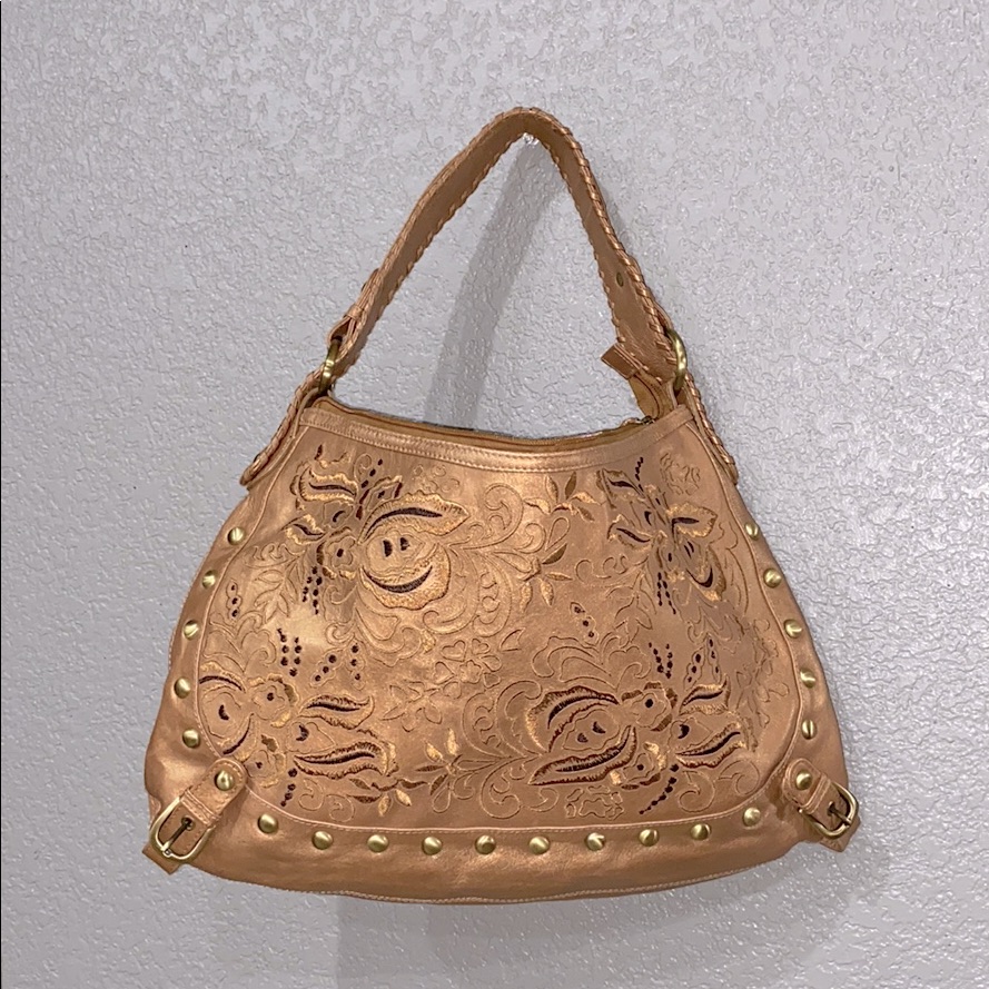 Original By Sharif Leather Studded Top Handle Bag